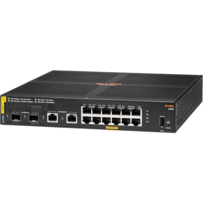 HPE Aruba Networking CX 6100 12G Class4 PoE 2G/2SFP+ 139W Switch — image 2