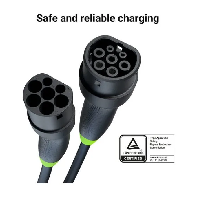 Green Cell Elektroauto Ladekabel/electric car charging cable Typ 2 22KW 32A 5m Black — image 5