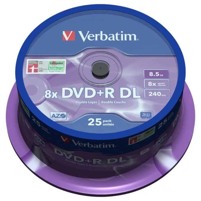 Verbatim DVD+R Double Layer 8x Matt Silver 25pk Spindle — image 2