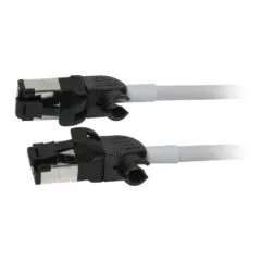 Synergy21 Patchkabel RJ45, CAT6A 500Mhz, 2m, grau, S/FTP, slimline rund d=4,5mm, TPE/LSZH(Superflex), AWG28, mit CAT7 Rohk., drehbarer Stecker,
