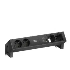 BACHMANN DESK2 2x CEE7/3 2xCM 2xUSB Charger 22W schwarz 0,2m GST