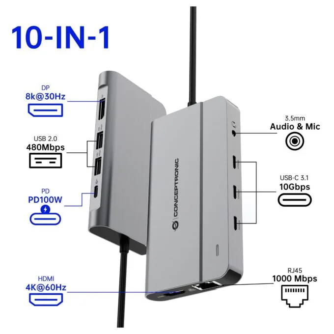 Conceptronic DONN34G laptop dock/port replicator — image 5