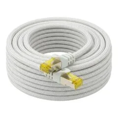 Python Patchkabel m. Cat.7 Rohkabel Nylongefl. weiß 30m
