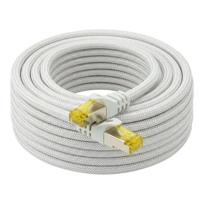 Python Patchkabel m. Cat.7 Rohkabel Nylongefl. weiß 30m — image 1