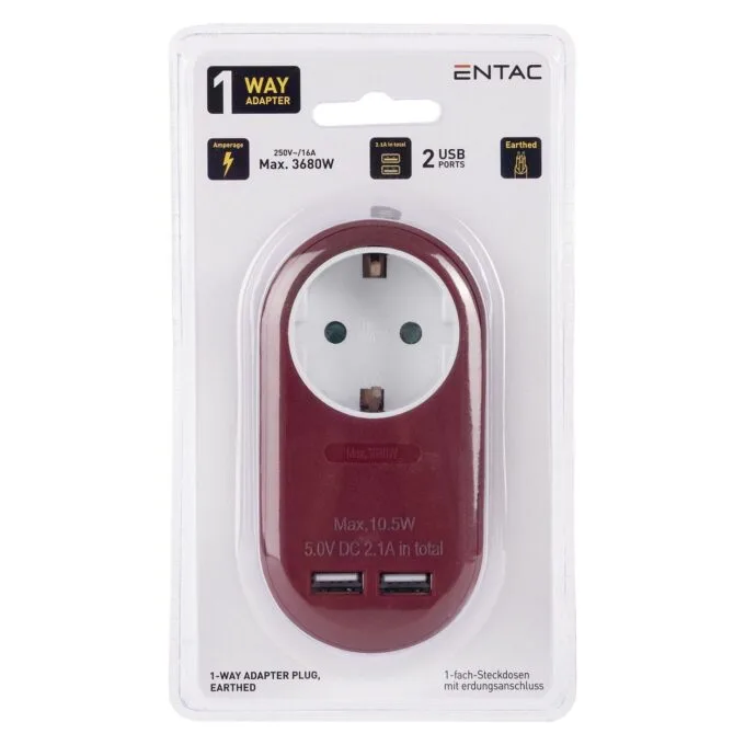 Entac EPAG-1EE-2USB-BR power plug adapter — image 2
