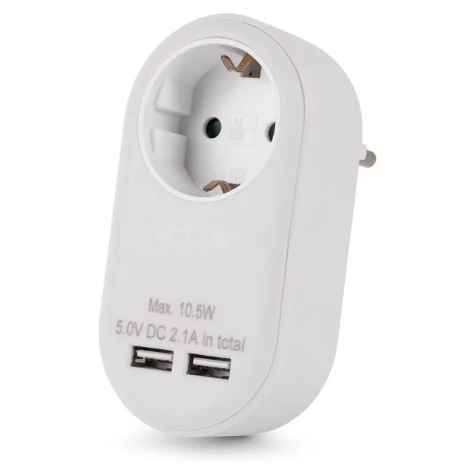 Entac EPAG-1EE-2USB-W power plug adapter — image 1