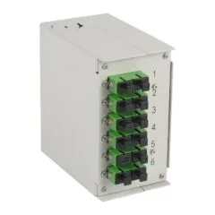 EFB Hutschienenbox OS2 G652D 12xSC/APC Pigtail abgesetzt 6x SC/APC-Duplex Kupplung