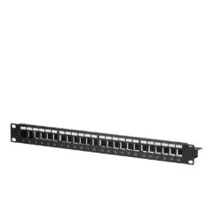 EFB EFB Verteilerfeld Patchpanel 48,26cm 19Zoll 1HE 24-Port schwarz ohne Keystone
