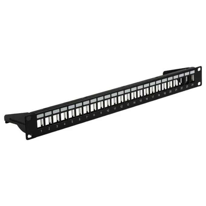 EFB Verteilerfeld 19" 1HE, 24-Port, Metall, klappbar schwarz RAL9005 — image 1