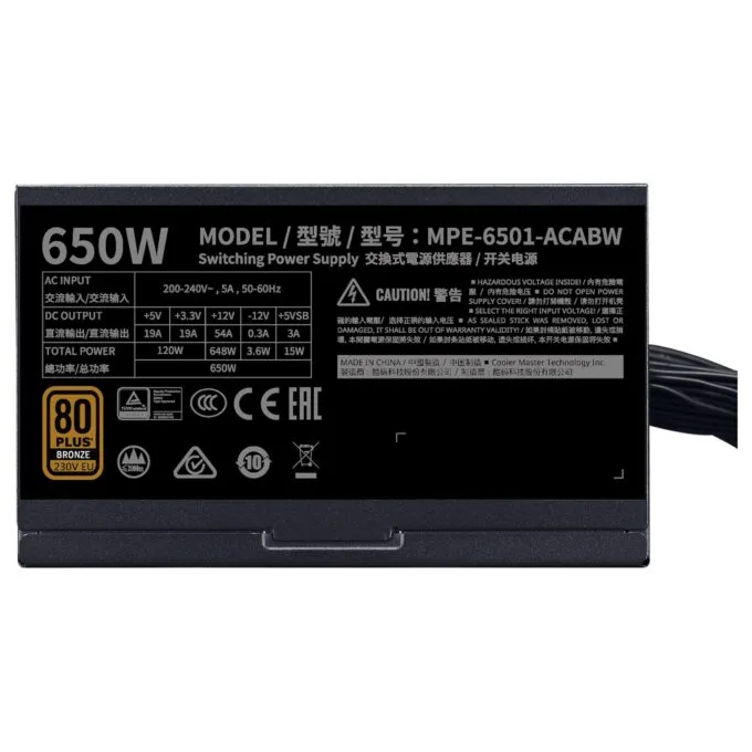 Cooler Master MWE 650 Bronze 230V V2 power supply unit — image 3