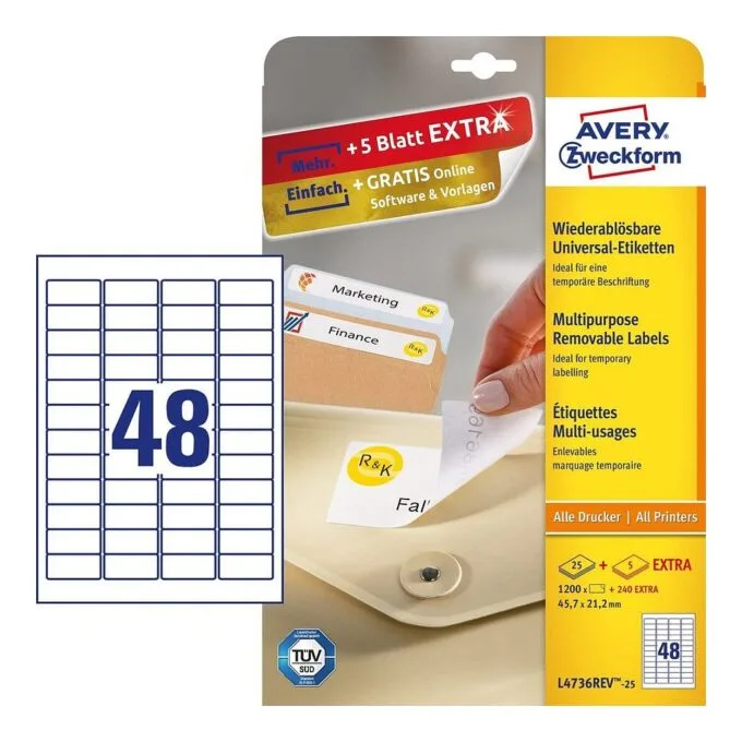 Avery L4736REV-25 self-adhesive label — image 1