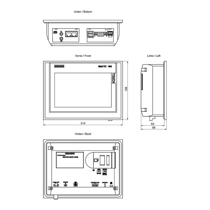 Siemens 6AV2124-0GC01-0AX0 touch control panel — image 3