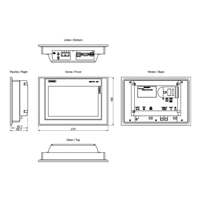 Siemens 6AV2124-0JC01-0AX0 touch control panel — image 3