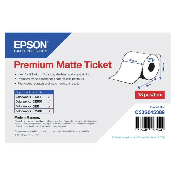 Epson Premium, 80mm x 50m, 107 g/m² — image 1