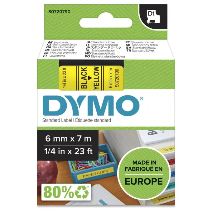 DYMO D1 Standard - Black on Yellow - 6mm label-making tape — image 1