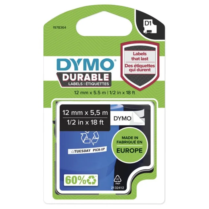 DYMO D1 Durable - Black on White - 12mm label-making tape — image 14