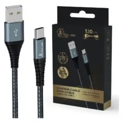 Extralink SMART LIFE CABLE 15W, USB-A TO USB-C, 120CM, NYLON BRAIDED, 5V 2.4A/3A, BLACK USB cable