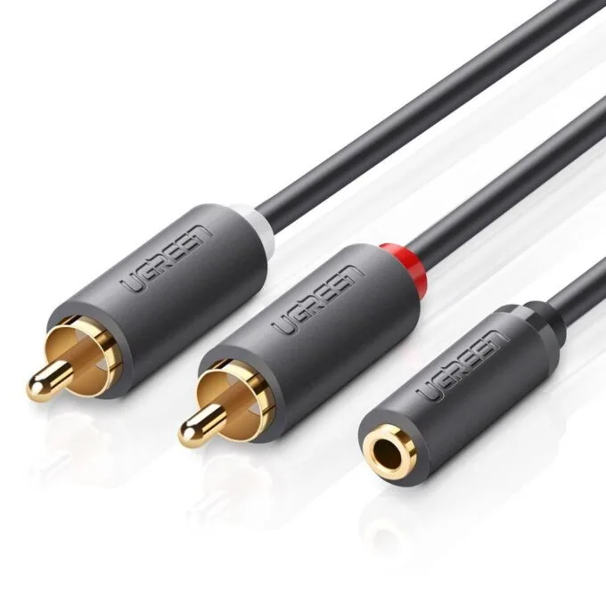 Ugreen AV102 Kabel 2x RCA (Cinch) jack 3.5 mm 0,25m czarny — image 1
