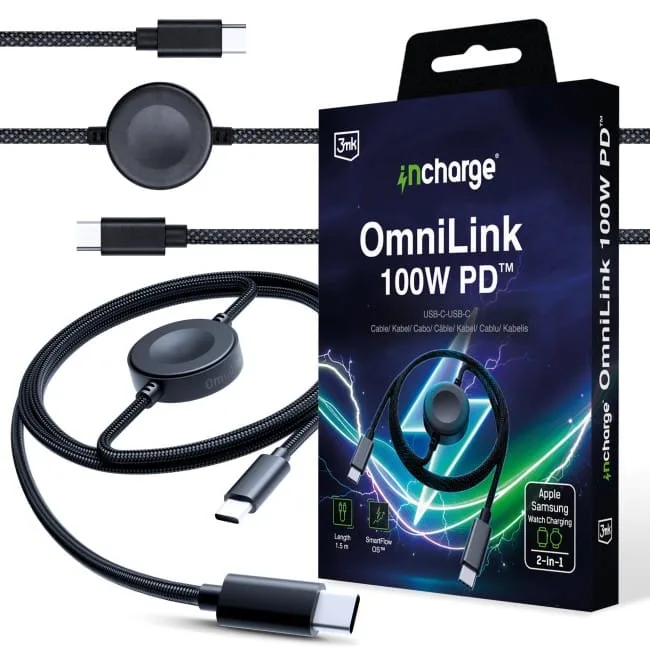 3mk incharge® OmniLink 100W PD Black 1.5m — image 1