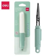 DELI PORTABLE SCISSORS GREEN 125MM 5 INCH LENGTH BLISTER