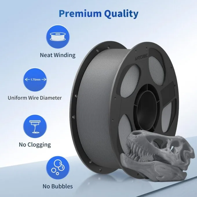 Anycubic PLA Basic Filament Texture Grey 1Kg. Ideal Usage: Concept models, decorative items, rapid prototypes, and low-stress household gadgets. — image 2
