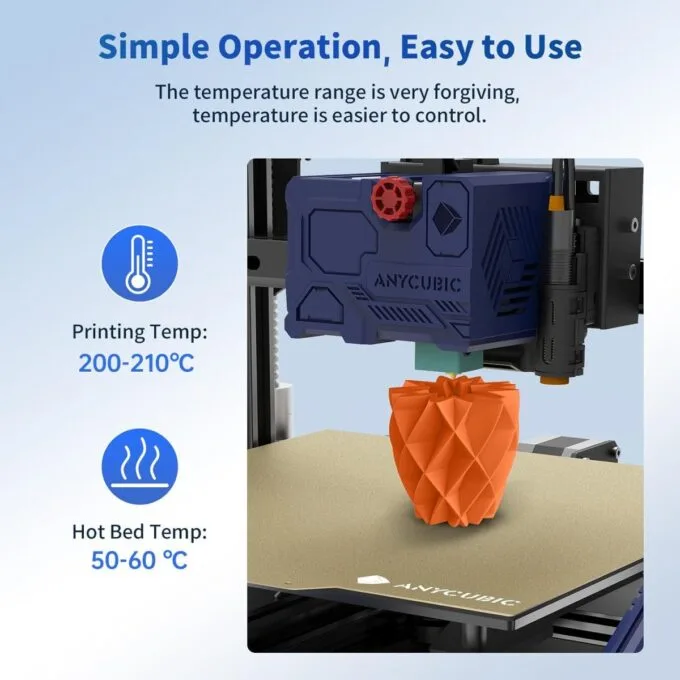 Anycubic PLA Basic Filament Texture Orange 1Kg. Ideal usage: Concept models, decorative items, rapid prototypes, and low-stress household gadgets. — image 4
