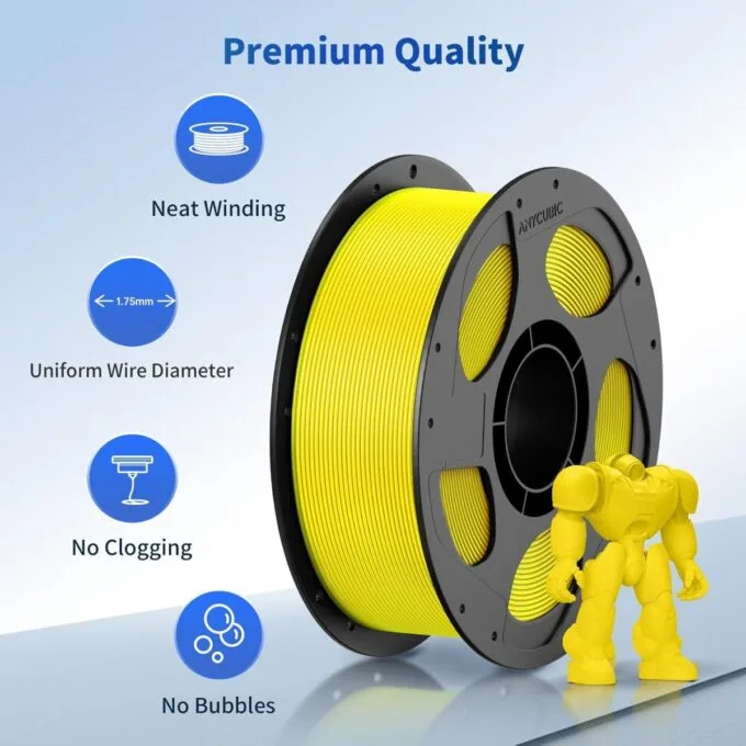 Anycubic PLA Basic Filament Texture Yellow 1Kg Ideal usage: Concept models, decorative items, rapid prototypes, and low-stress household gadgets. — image 2