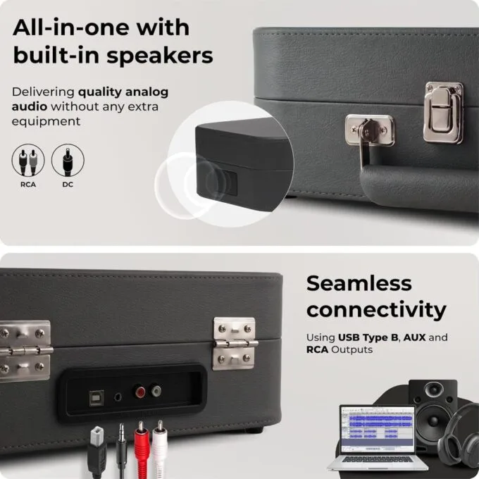 Denver Portable Turntable Built-in speakers PC Recording Software VPL-130DGR — image 6
