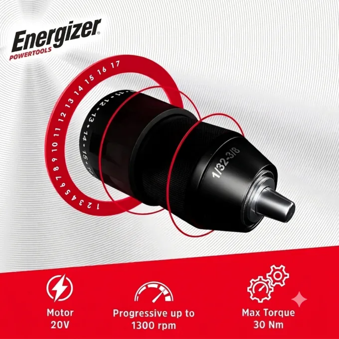 Energizer Power Tool Starter Kit With Cordless Drill /Battery (20V 2A) And Charger — image 4