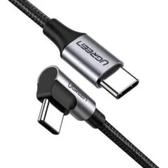 Ugreen USB-C do USB-C, kątowy QC 3.0 PD 3A 60W 1m czarny