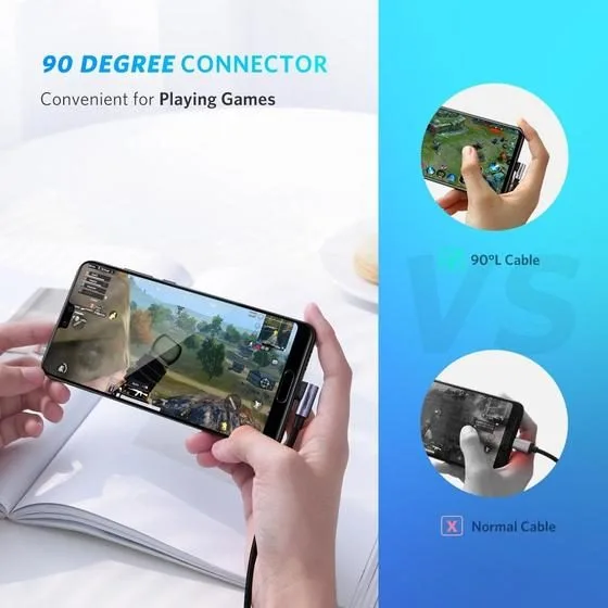 Ugreen USB-C do USB-C, kątowy QC 3.0 PD 3A 60W 1m czarny — image 3