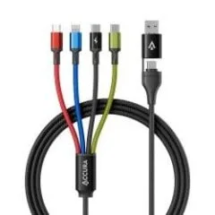 Accura 8w1 USB-A/USB-C to 2xUSB-C | Lightning | microUSB | 3.0A | 1.2m | czarny