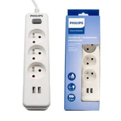 Philips przepięciowa biała 3 gniazda 2xusb 2m spn3032wa/60