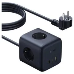 Baseus EnerFill FA11 67W kostka USB-A + USB-C + 3 x gniazdo EU 1,5m - czarna