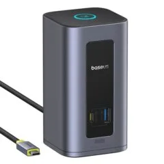 Baseus Nomos NU1 Air Spacemate 12w1 | 2x HDMI@60Hz | 2x DP@60Hz | 2x USB-C | 2x USBA-A do 5Gbps | 2x USB-A | RJ45 szara