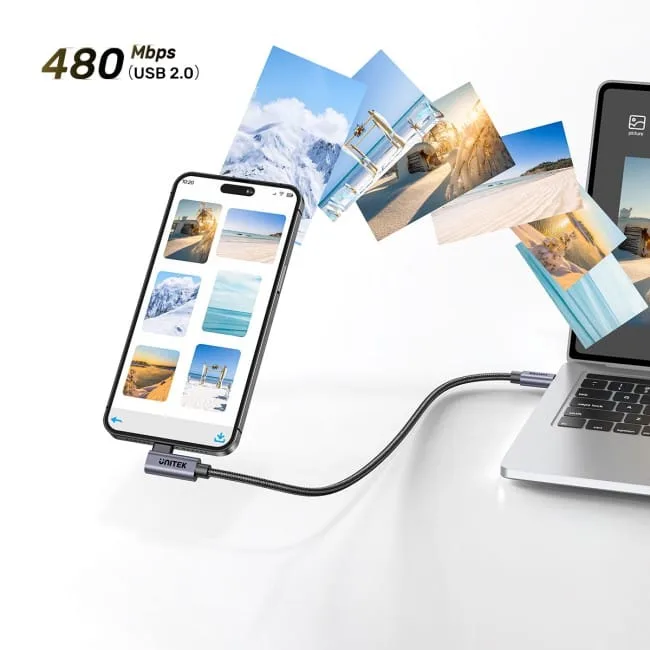 Unitek Kabel USB-C kątowy 90° PD100W 0,5m — image 11
