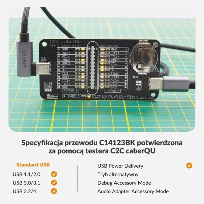 Unitek Kabel USB-C kątowy 90° PD100W 0,5m — image 16