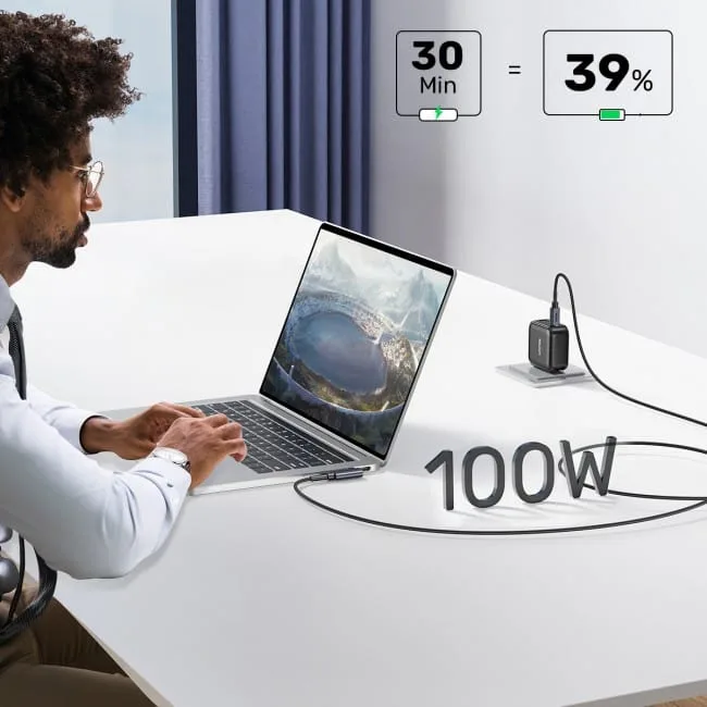Unitek Kabel USB-C kątowy 90° PD100W 0,5m — image 9