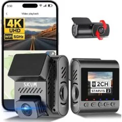 SJCAM M60S 4K Dash Cam, Equipped with STARVIS 2 HDR Night Vision Dashcam Front and Rear Camera Built-in WiFi G-Sensor 24/7 Recording Parking Mode 2CH