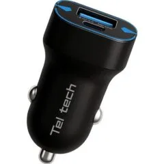 Teltech ładowarka samochodowa USB / Typ-C 38W QC PD czarnyTCC-02