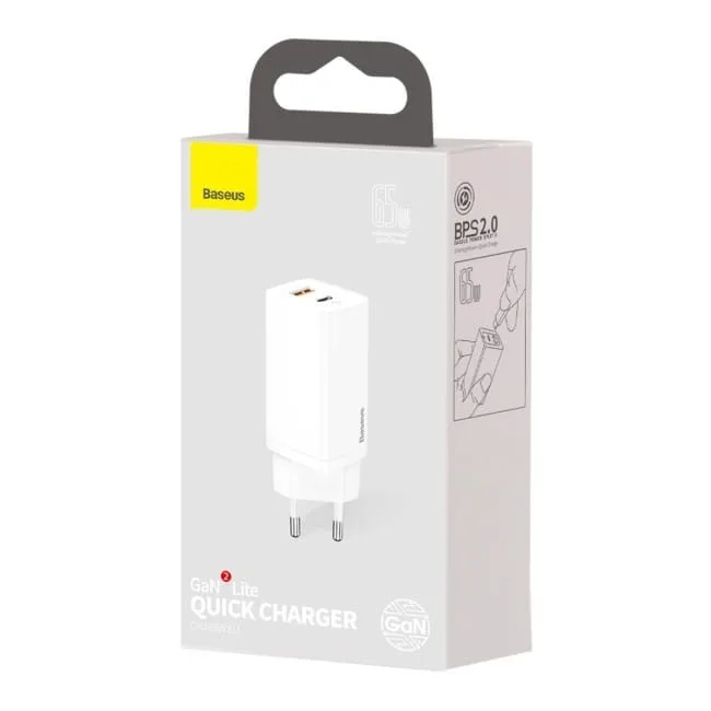 Baseus GaN2 Lite, USB + USB-C, 65W, EU (biała) — image 9