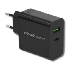 Qoltec 45W | 5-20V | 2.25-3A | USB typ C PD | USB | Czarna