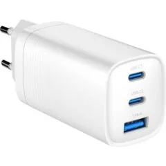 Gembird GaN USB QC3.0 27W 2xType-C max 65W biała