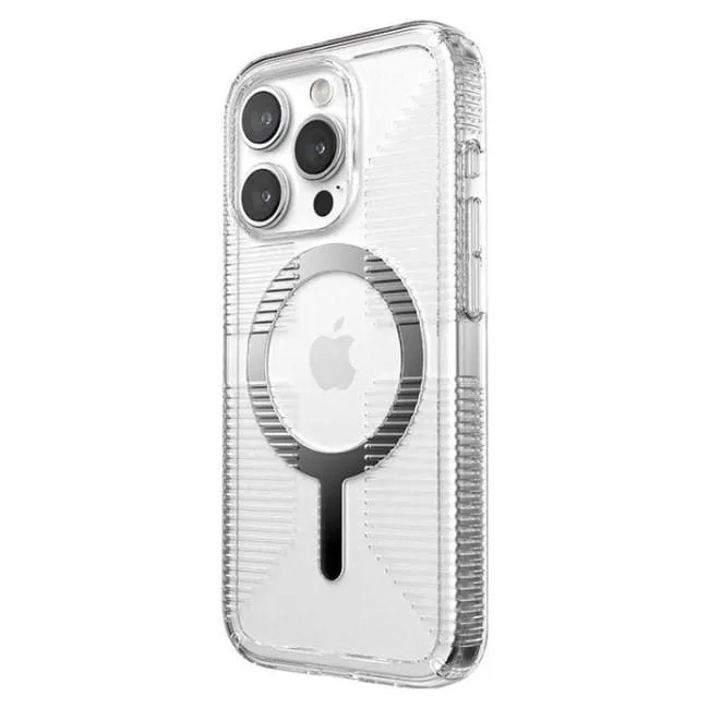 Speck Gemshell Grip + MagSafe do iPhone 15 Pro (Clear / Chrome Finish) — image 2