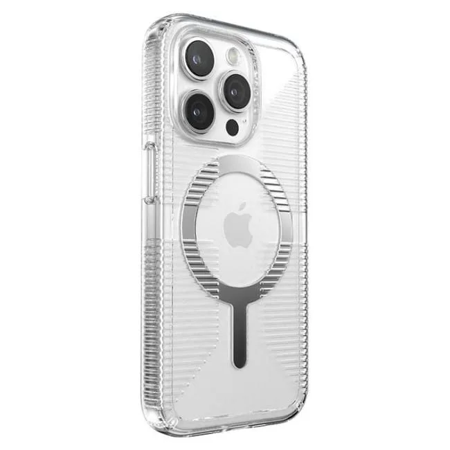 Speck Gemshell Grip + MagSafe do iPhone 15 Pro (Clear / Chrome Finish) — image 3