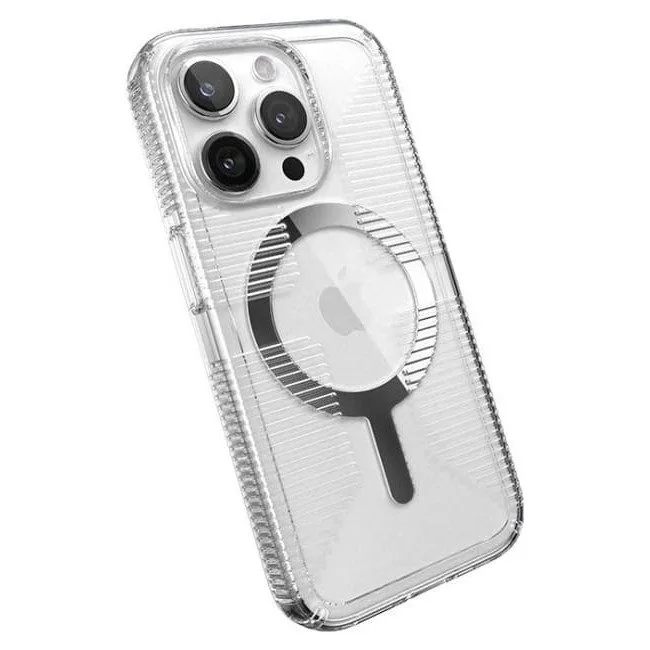 Speck Gemshell Grip + MagSafe do iPhone 15 Pro (Clear / Chrome Finish) — image 4
