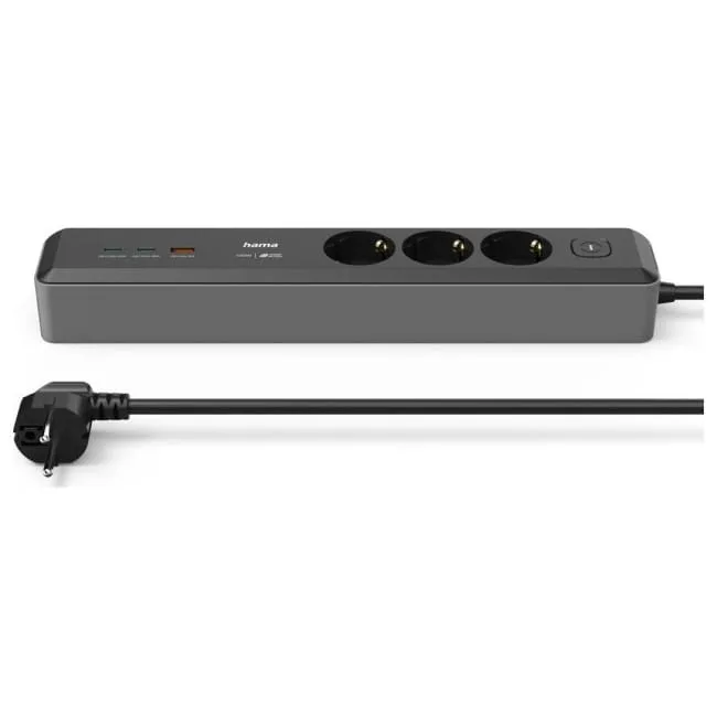 Hama 3 gniazda SCHUKO, 1,4M, 2 USB-C, 1 USB-A, Power Delivery, 100W — image 4