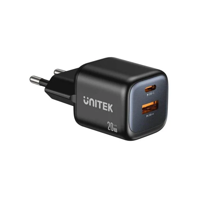 Unitek 20W, USB-C, USB-A, PD 3.0, czarna — image 1