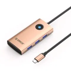 Orico USB-C 6w1 | 3x USB-A 3.0 | 1x USB-C 3.0 | 1x USB-C PD 100W | 1x HDMI 4K 30Hz - różowo-złota