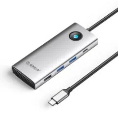 Orico USB-C 8w1 | 2x USB-A 3.0 | 1x USB-A 2.0 | 1x USB-C 3.0 | 1x USB-C PD 100W | 1x HDMI 4K 60Hz | 1x VGA 1080P 60Hz | 1x RJ45 Gigabit Ethernet - srebrna